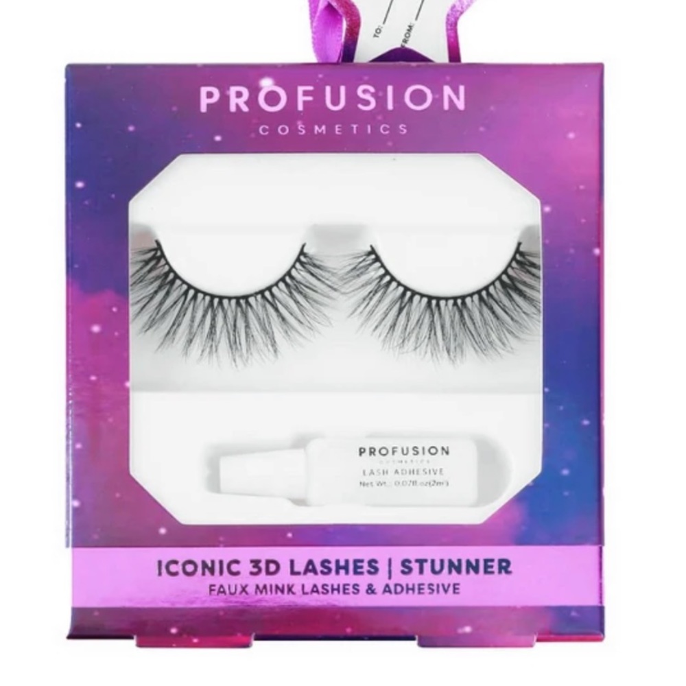 Profusion Cosmetics 3D Mink Lashes w/ Adhesive, NEW